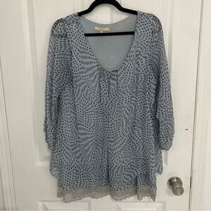 Prontomoda Giusy Printed Italian Silk Tunic Blouse Womens Size Medium